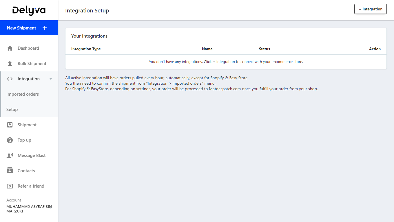 Delyva Integration with Shopify