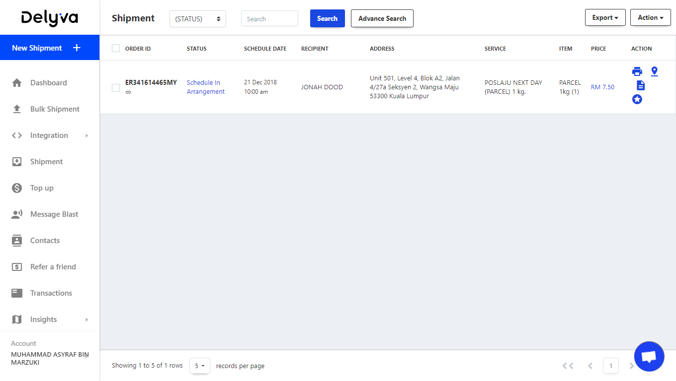 Delyva Integration with Shopify
