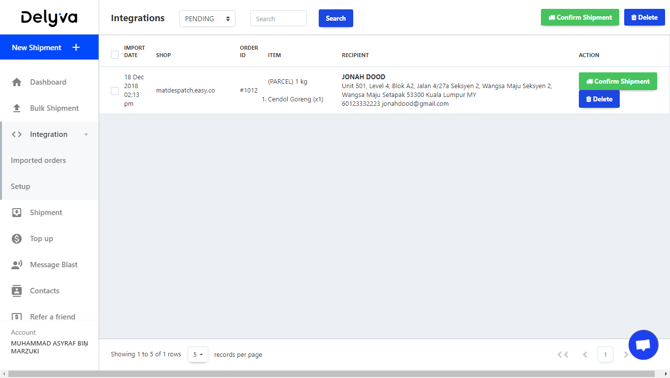 Delyva Integration with Shopify