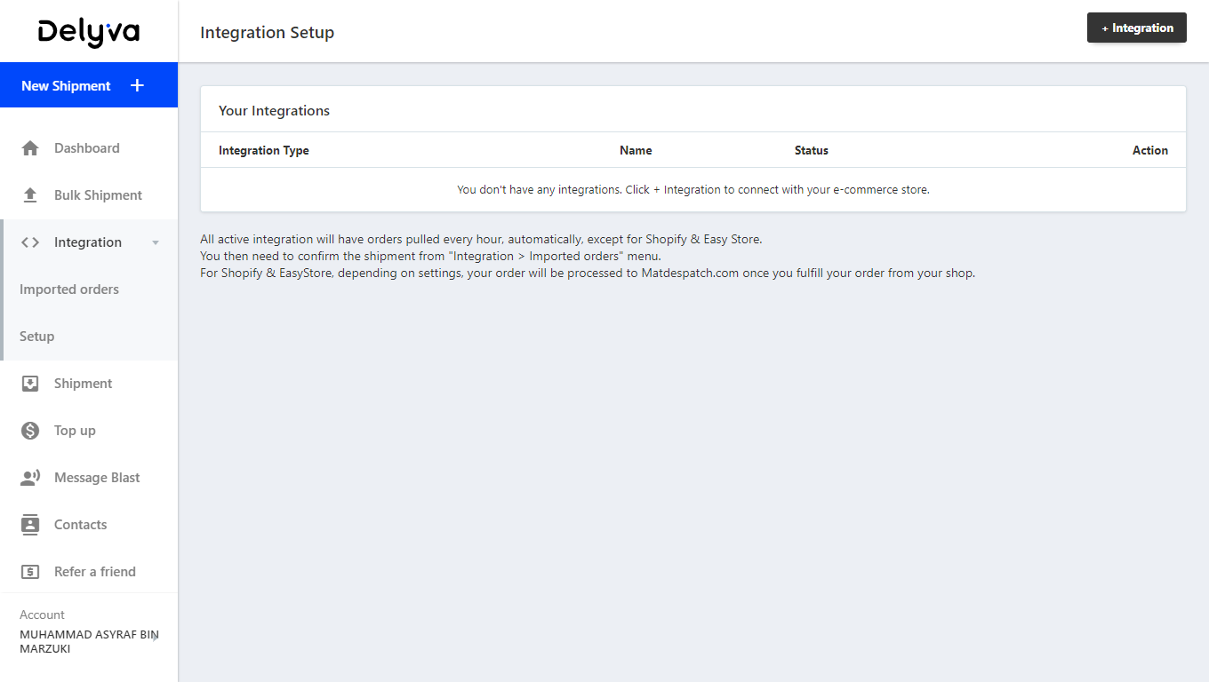 Delyva Integration with Shopify