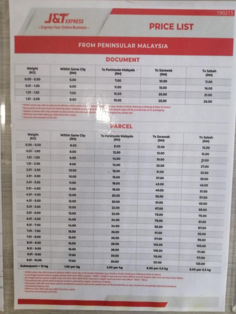 Latest J&T Courier Price in Malaysia (2023 Edition) - DelyvaNow