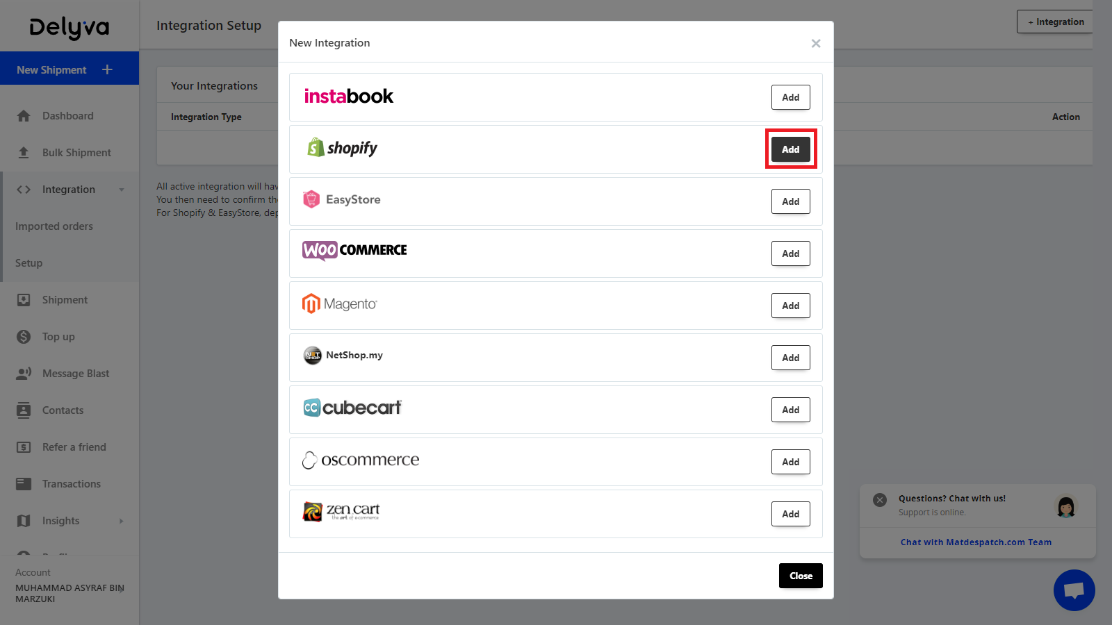 Delyva Integration with Shopify Delyva Integration with Shopify