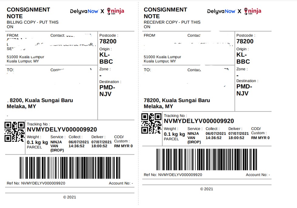 Which consignment note copy do I attach on parcel? DelyvaNow