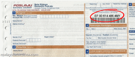 Poslaju tracking number format