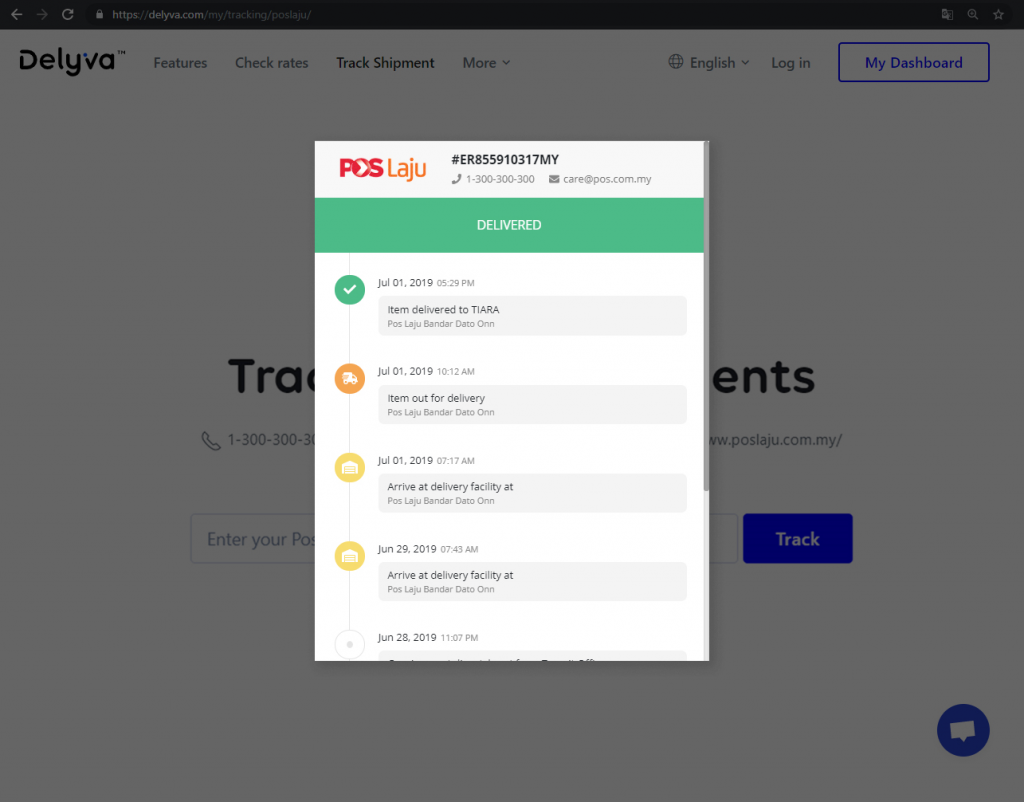 How To Get Your Delivery Status Using Poslaju Tracking Delyva